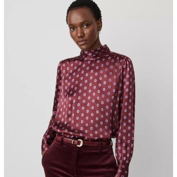 Ann Taylor Tops - Ann Taylor Studio Collection Silk Tile Print Mock Neck Top Medium